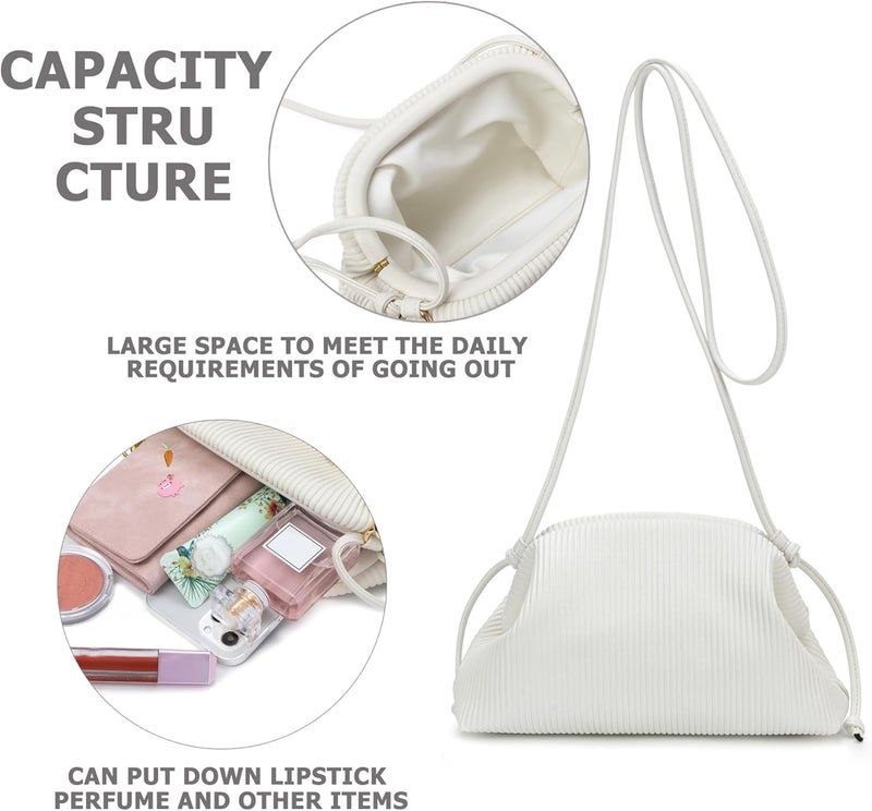 KingTo Store Clutch Purses for Women, Soft Cloud Bag Fashion Dumpling with Ruched Pouch Handbag for Crossbody Shoulder - Image 5